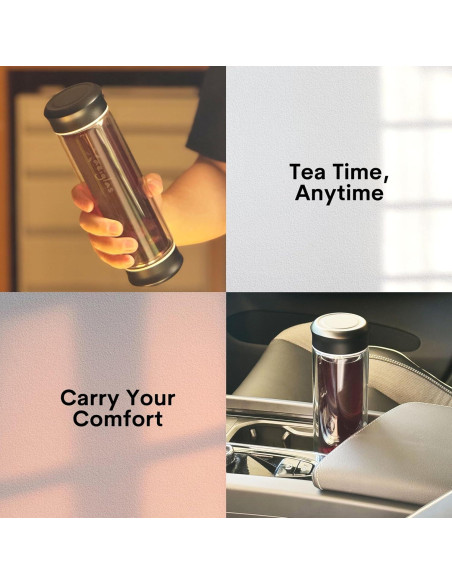 Botella de Té Xaeiglas 400ml con Infusor Acero Inoxidable