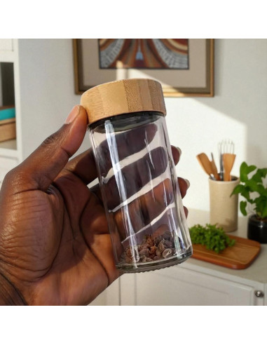 24 Tarros de Especias de Vidrio 120ml con Tapas de Bambú