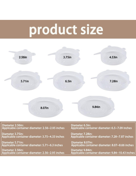 6 Tapas de Silicona Estirables Zisqerts 9.53 cm Reutilizables