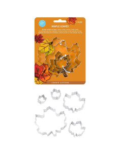 Juego de 5 Cortadores de Galletas R&M Hoja de Arce Acero 2