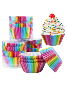 400 Forros de Cupcake Arcoíris Naturahand - Papel Grado Alimenticio