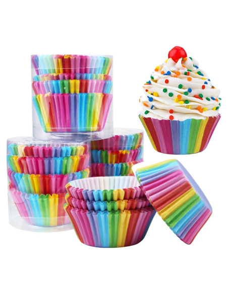 400 Forros de Cupcake Arcoíris Naturahand - Papel Grado Alimenticio
