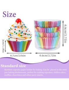 400 Forros de Cupcake Arcoíris Naturahand - Papel Grado Alimenticio 2