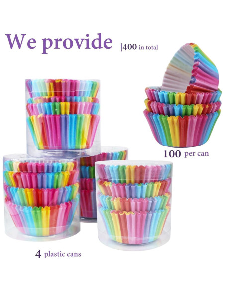400 Forros de Cupcake Arcoíris Naturahand - Papel Grado Alimenticio