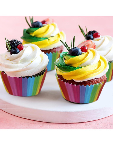 400 Forros de Cupcake Arcoíris Naturahand - Papel Grado Alimenticio