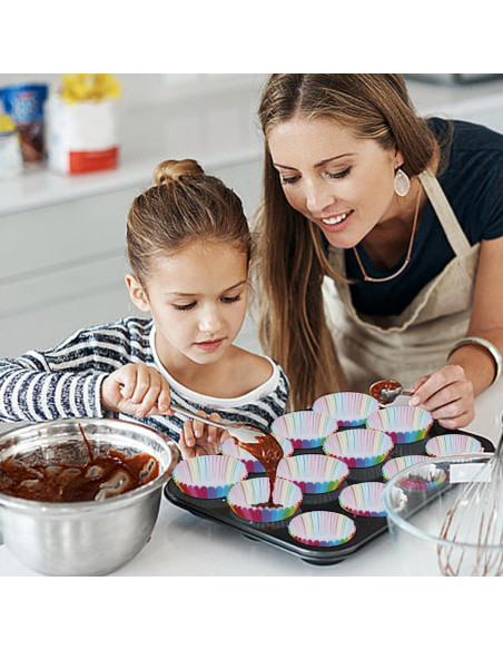 400 Forros de Cupcake Arcoíris Naturahand - Papel Grado Alimenticio