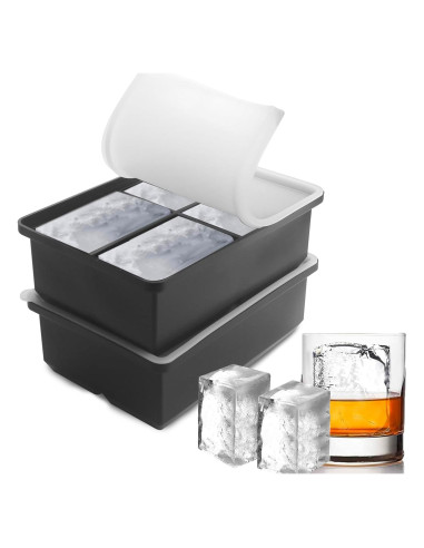 Bandejas de Hielo Grande BECOKIT Silicona 2Pack 16.5x10.7cm