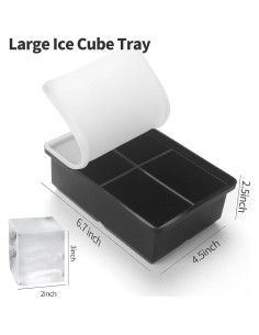 Bandejas de Hielo Grande BECOKIT Silicona 2Pack 16.5x10.7cm 2
