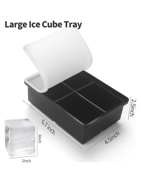 Bandejas de Hielo Grande BECOKIT Silicona 2Pack 16.5x10.7cm