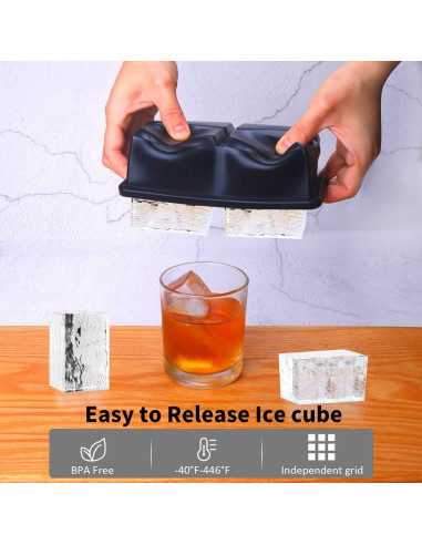 Bandejas de Hielo Grande BECOKIT Silicona 2Pack 16.5x10.7cm