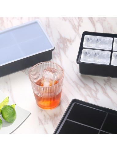 Bandejas de Hielo Grande BECOKIT Silicona 2Pack 16.5x10.7cm