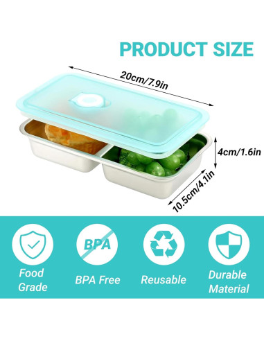 Contenedores de Snack Hodvya 2pcs Acero Inoxidable Doble Compartimento