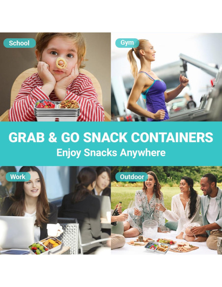 Contenedores de Snack Hodvya 2pcs Acero Inoxidable Doble Compartimento