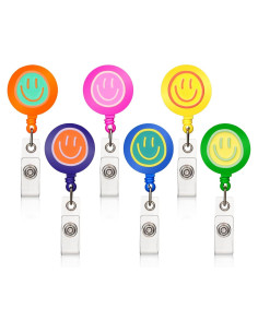 6 Sujetadores de Insignias Coloridos Eunoir con Clip Retráctil