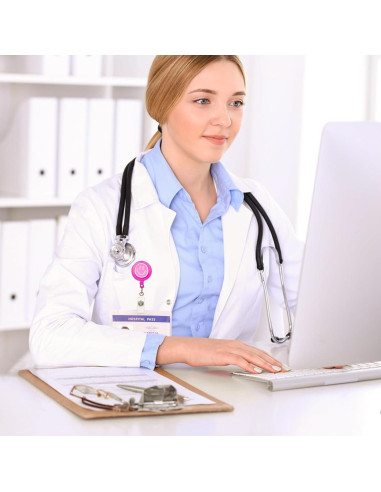 6 Sujetadores de Insignias Coloridos Eunoir con Clip Retráctil