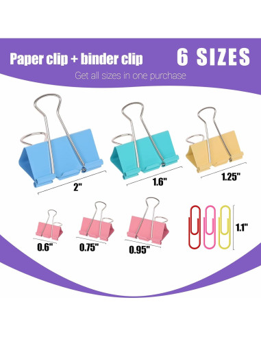 Combo de Clips de Carpeta y Papel WORPSON 208 PCS Multicolor