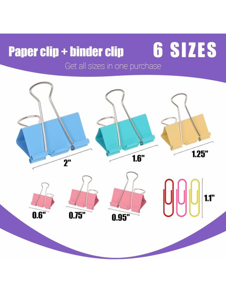 Combo de Clips de Carpeta y Papel WORPSON 208 PCS Multicolor