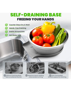 Colador de Acero Inoxidable 304 Coinicxcel 5QT con Base Silicona 2