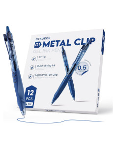 Paquete de 12 bolígrafos de gel STAGEEK azul 0.5mm