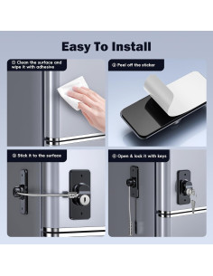 Cerradura de Refrigerador WILNIRY 2 Paquete Negra Autoadhesiva 2