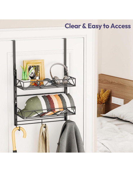 Organizador de Sombreros SWTYMIKI - Estante de 3 Niveles Negro