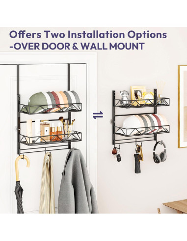 Organizador de Sombreros SWTYMIKI - Estante de 3 Niveles Negro