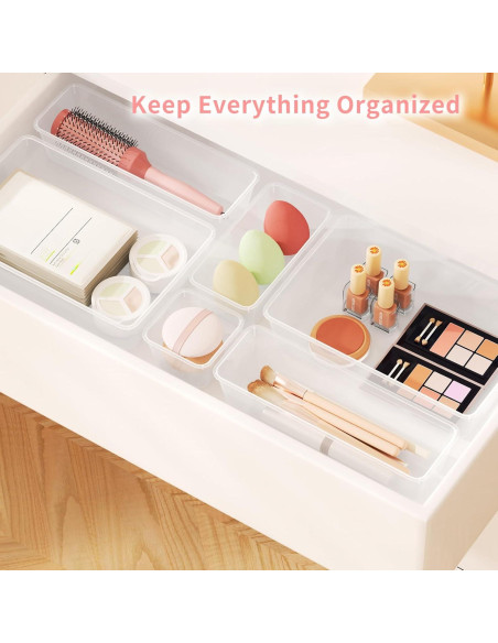25 PCS Organizadores de Cajones Lulltou Transparentes Antideslizantes