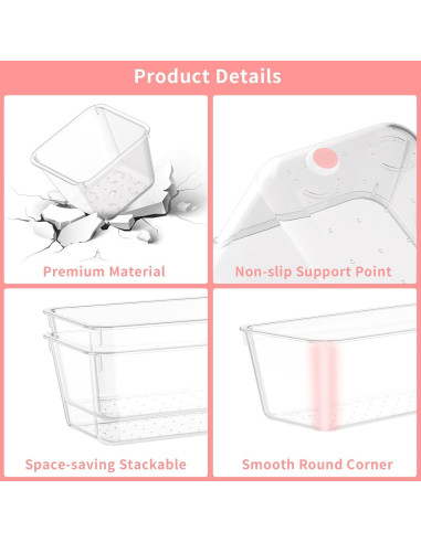 25 PCS Organizadores de Cajones Lulltou Transparentes Antideslizantes