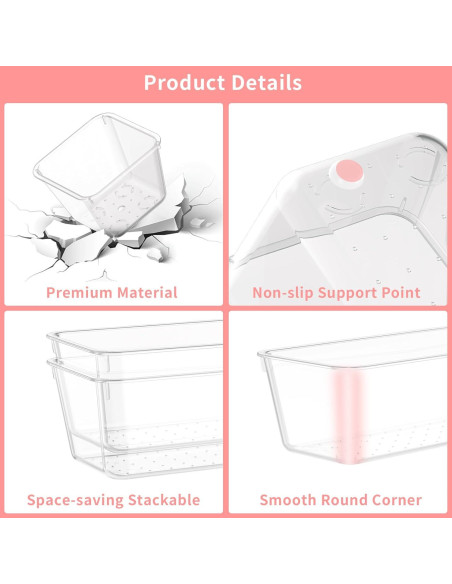 25 PCS Organizadores de Cajones Lulltou Transparentes Antideslizantes