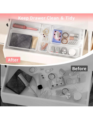 25 PCS Organizadores de Cajones Lulltou Transparentes Antideslizantes