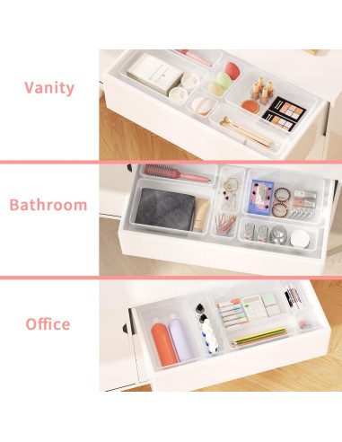 25 PCS Organizadores de Cajones Lulltou Transparentes Antideslizantes