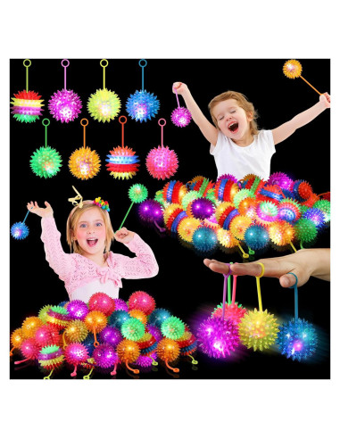 Gejoy 50 Pelotas LED Iluminadas Antiestrés 6.5 cm Multicolor