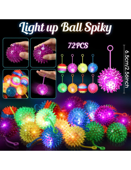 Gejoy 50 Pelotas LED Iluminadas Antiestrés 6.5 cm Multicolor