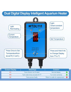 Calentador de Acuario HiTauing 300W para 151-284 Litros 2