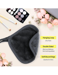 Paquete de 12 Paños Desmaquillantes Reutilizables HOMEXCEL 12.7 cm Negro 2