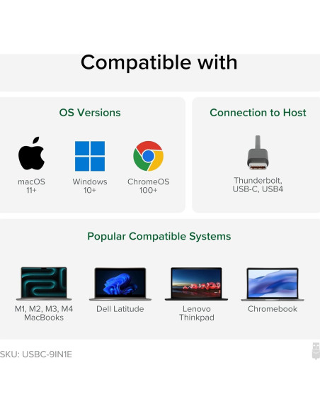 Adaptador Multiport USB-C Plugable USBC-9IN1E 140W HDMI 4K