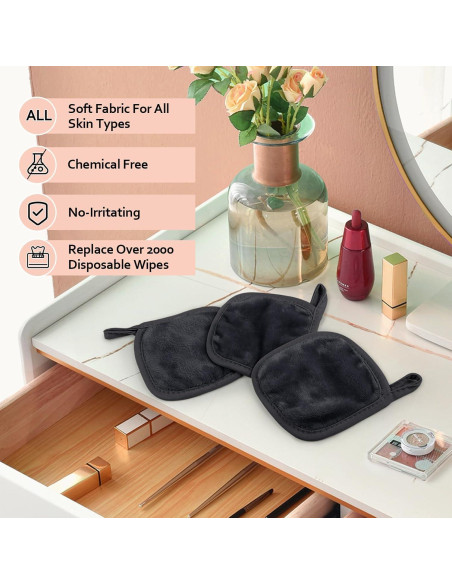 Paquete de 12 Paños Desmaquillantes Reutilizables HOMEXCEL 12.7 cm Negro Paquete de 12 Paños Desmaquillantes Reutilizables HOMEXCEL 12.7 cm Negro