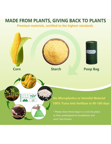 Bolsas de Poop Biodegradables EcoTopia 30 Unidades 13x23 cm