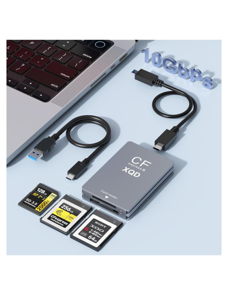 Lector de tarjetas 3-en-1 Opluz CFexpress/XQD/SD USB 3.2