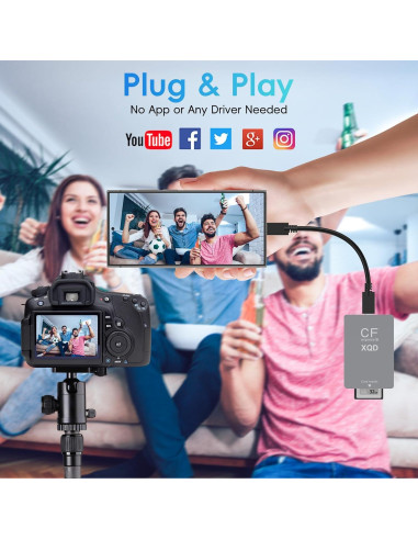 Lector de tarjetas 3-en-1 Opluz CFexpress/XQD/SD USB 3.2