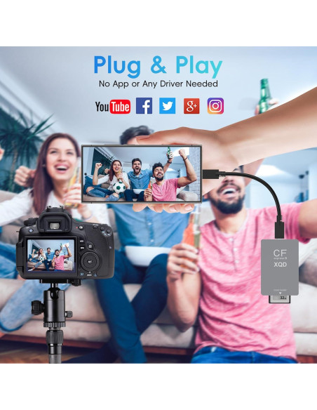 Lector de tarjetas 3-en-1 Opluz CFexpress/XQD/SD USB 3.2