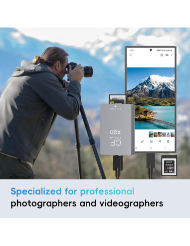 Lector de tarjetas 3-en-1 Opluz CFexpress/XQD/SD USB 3.2