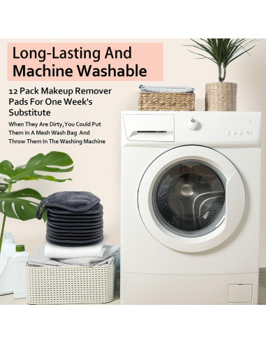 Paquete de 12 Paños Desmaquillantes Reutilizables HOMEXCEL 12.7 cm Negro
