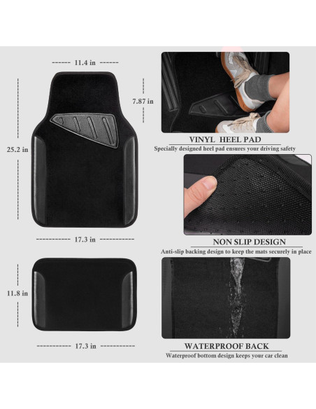 Combo Funda de Volante y Alfombrillas CAR PASS Negro 14.5-15"