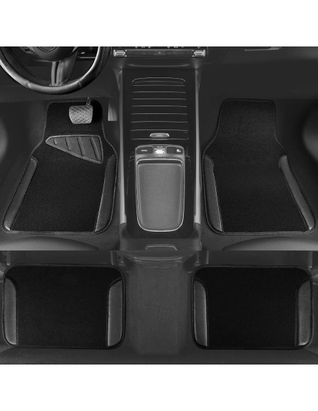 Combo Funda de Volante y Alfombrillas CAR PASS Negro 14.5-15"
