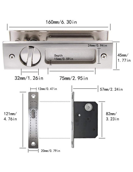 Cerradura de Puerta Corredera Gifsin con Llave Plateada 160mm