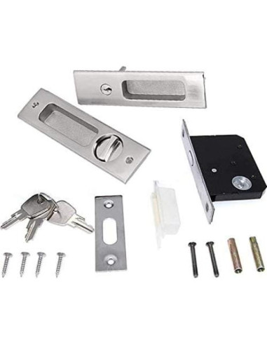 Cerradura de Puerta Corredera Gifsin con Llave Plateada 160mm