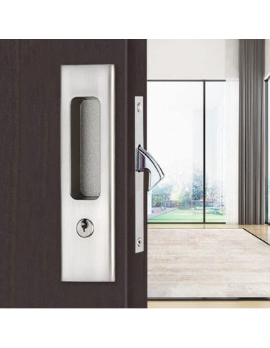 Cerradura de Puerta Corredera Gifsin con Llave Plateada 160mm