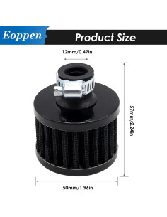 Filtro de Aire Universal Eoppen 12mm para Coche y Moto Negro 2