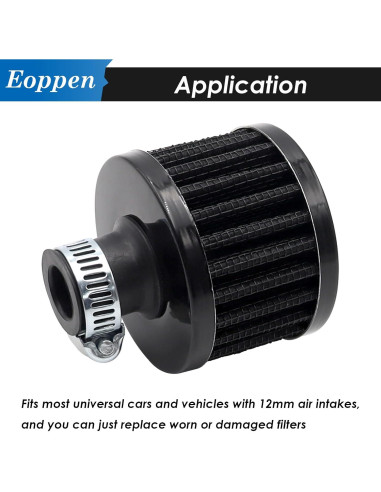 Filtro de Aire Universal Eoppen 12mm para Coche y Moto Negro